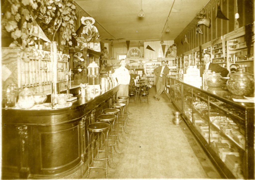 Inside of Pikes Peak Pharmact in 1912.