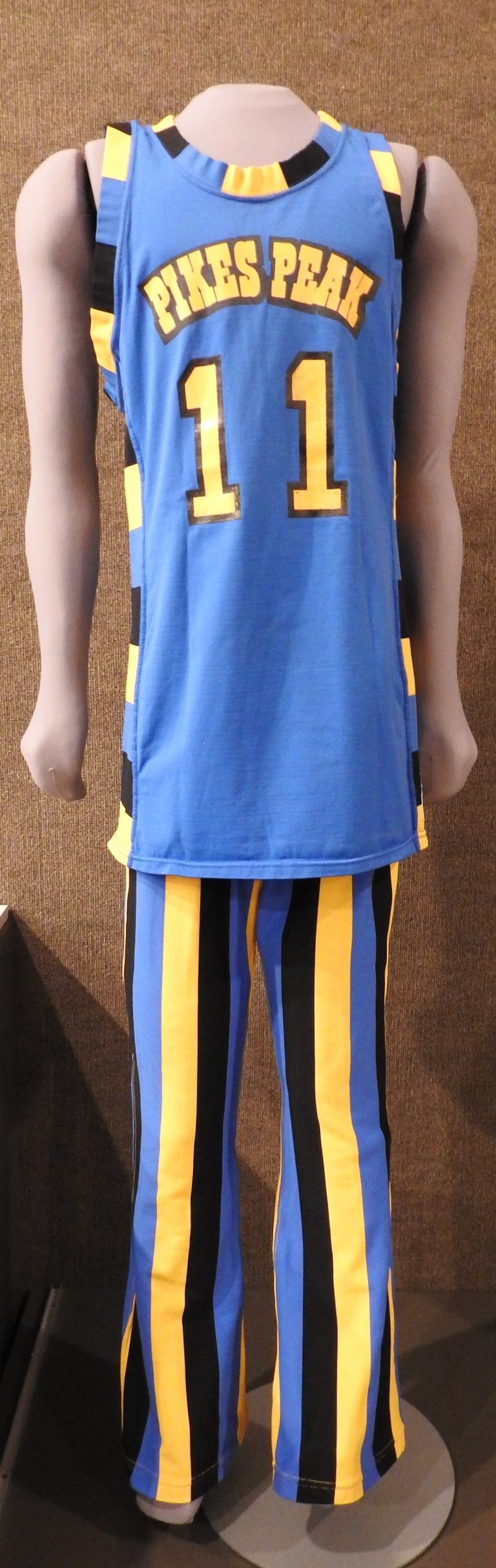 Aardvark Basketball Uniform, ca. 1980, Generously Loaned by Pikes Peak Community College.