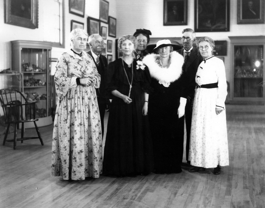 Officers of the El Paso County Pioneers Association, 1937. Left to right: Helen Foster Akin, Horace S. Poley, Rosalie Scott, Harriet Laud, Maude McFerran Price, Melvin M. Sinton, and Dora Foster.