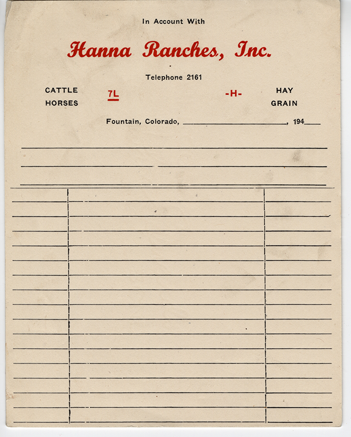 A receipt for Hanna Ranches, Inc.