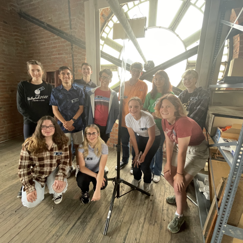 Junior Docents exploring the clock tower.
