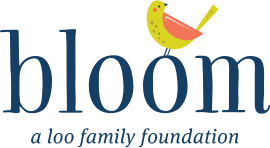 Bloom Foundation Logo with a bird sitting on top of the o.
