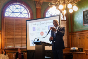 Mayor Yemi speaking at the 2026 Gift of History event.