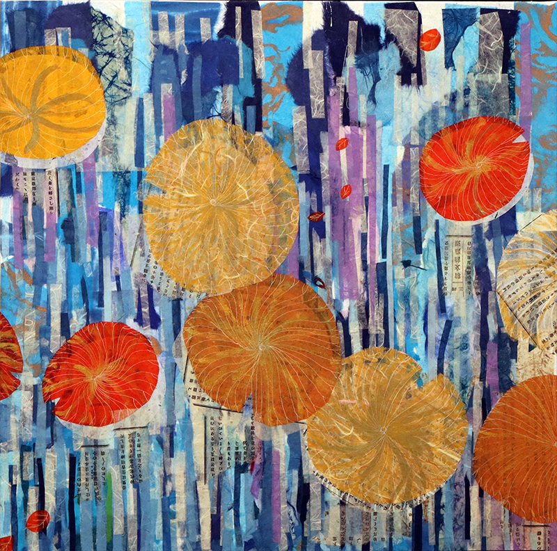 Dewdrops on a Lotus Leaf Pt. 1, Gabrielle Oshiro, Mixed Media